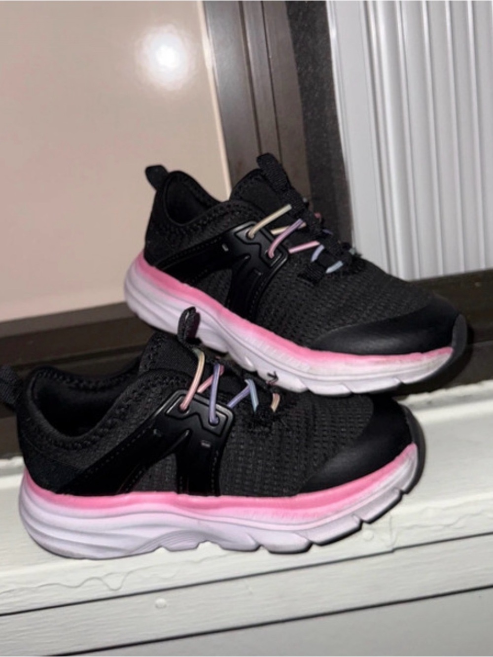 Athletic Works Black Sneakers with Pink Accents for Kids